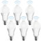 Lot de 6 ampoules LED E27 avec détecteur de mouvement PIR - 12 W - Blanc froid - 3000 K - Pour couloir, garage, escalier, balcon