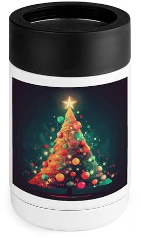 Glänzender Weihnachtsbaum-Dosenkühler, 340 ml, isolierter Edelstahl-Kühler, Dosenabdeckung, Edelstahl-Trinkhalter, Geschenke für Männer, Frauen, Geburtstag, Weihnachten