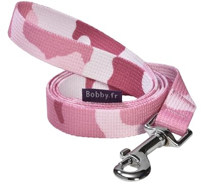 Bobby Camouflage Hundeleine 100 cm für Hunde Größe M mit Sicherheitskarabiner aus robustem Metall, Camouflage Pink