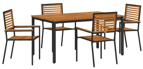 vidaXL Garden Dining Set 5 pcs Black 150 x 90 x 75 cm Poly Rattan, Sleek Modern Garden Dining Set, Durable Outdoor Furniture, Minimalist Patio Table, Poly Rattan Seating
