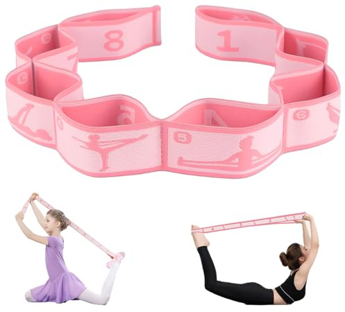 TANGJJY Yoga Stretching Strap, Stretching Band mit 8 Schleifen, Yoga Stretch Gurt, Hochelastischer Fitnessbänder, Hochelastischer Gymnastikband, für Tanz, Fitness, Physiotherapie, Heimtraining