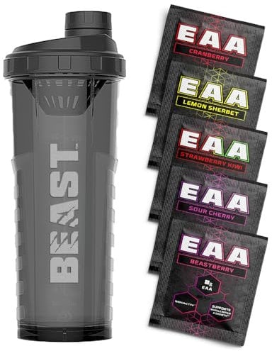 Beast | Protein Shaker Bottle + EAA Amino Acid Powder Samples | 5 Sachets + 1000ml Shaker Gym Gift Set