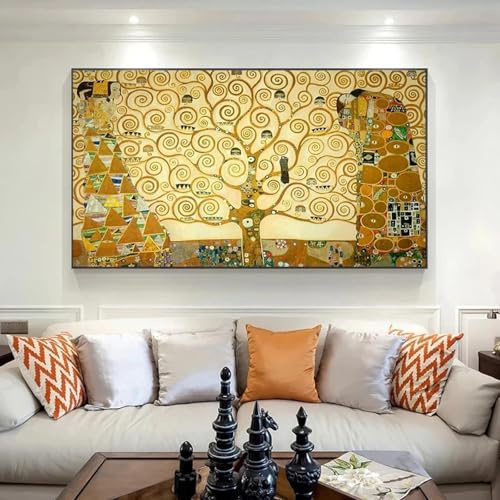 Große Drucke, berühmte Gemälde, Kunst, Gustav Klimt, Baum des Lebens, Gemälde auf Leinwand, Poster, Wandkunst, Bild für Wohnzimmer, 20 x 30 cm (8 x 12 Zoll), Innenrahmen