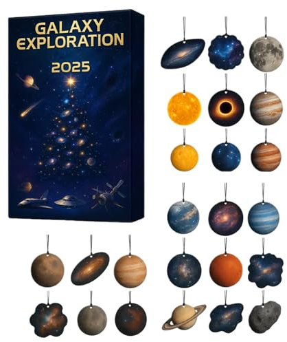 Adolesc Adventskalender Golf Weihnachten – flache Szenenelemente 2D Anhänger Planet | Adventskalender 24 Tage für Weihnachten aus Acryl Anhänger | für Mädchen Nichte Mädchen Freunde Adolesc