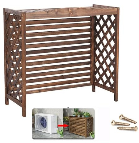 Abdeckung für Outdoor-Klimaanlagen, wasserdicht, Wärmepumpe, staubdichter Schutz, Massivholzstütze, dekorativer Zaun, Heizkörper-Versteck (XL)