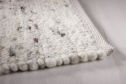 Taracarpet Moderner Landhaus Teppich Handwebteppich Fjord aus hochwertiger Schurwolle beidseitig legbar echte Handarbeit Farbe 133 braun Creme meliert 090x180 cm