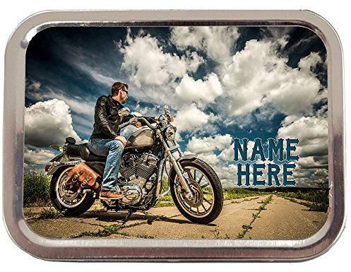 Personalised Harley Rider Motor Bike Sh123 2oz Tobacco Tin | Baccy Storage | Pill Box | Cigarette Rolling Stash Can