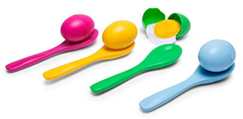 BS Toys - GA332 Huevos Cuchara Correr Jardín para Niños Movimiento-Juegos para Exterior, Color a Partir de 4 años-Oferta de cumpleaños Infantil-Multicolor, Talla única