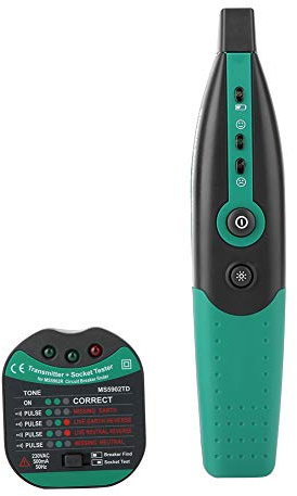 Akozon Steckdosentester MS5902 Sicherungsautomaten Sicherungssucher Unterbrecher Finder Elektrische Dichtheitsprüfung Automatischer Stromkreis Detektor für Leiter,Neutralleiter,Erde Tester(220v)