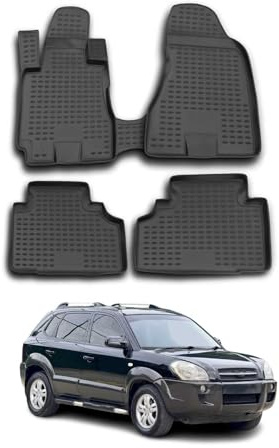 OMAC Gummimatten Fußmatten kompatibel mit Hyundai Tucson 2004-2010 TPE Automatte Schwarz 4X