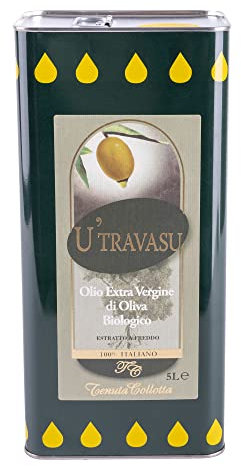 U'Travasu® - Huile d'Olive Extra Vierge Biologique bidon 5l - 100% Italienne - Produit en Sicile - Extraction à Froid
