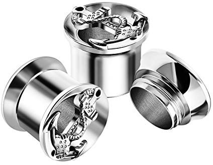 KJM FASHION 2 STK Stahl Innengewinde 10mm 00gauge Double Flared Jahrgang Anker Tunnel Ohrringe Flesh Plugs Dehnen ohrloch Earplugs Piercing Schmuck 5964