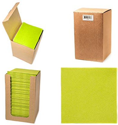 Alvotex CHIC Airlaid 100 Coctailservietten, 1/4 Falten Stoffähnlich, Hochwertige Einwegserviette, Kiwi, 20x20 cm