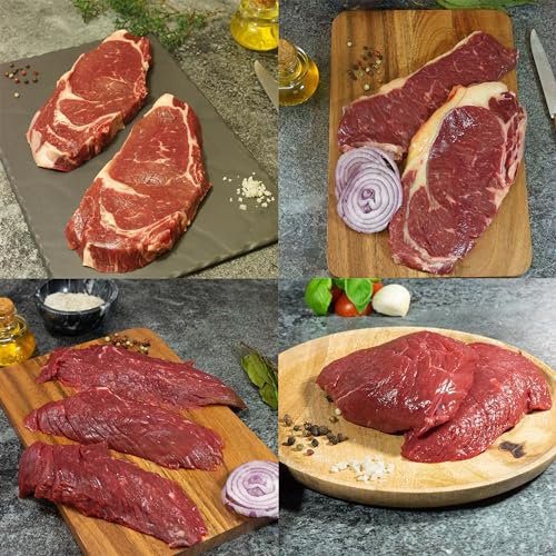 SELECTIV viandes d'exception | Bœuf Simmental : 2 faux filets, 3 bavettes, 2 pavés, 2 entrecotes - environ 1,720kg | Ultra-Frais