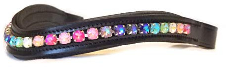 SIE Rainbow Crystals Nieten-Stirnbänder für Zaumzeug 38,1 cm/40,6 cm/43,2 cm (schwarz, 43,2 cm)