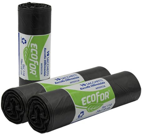Virsus 350 Sacchi Spazzatura misura 70x110 cm Colore Nero con capacità 110 Litri sacchetti per immondizia per raccolta differenziata