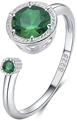 Qings Geburtsstein Ring Mai für Mädchen, Zierlicher Smaragd-Geburtsstein verstellbarer Ring