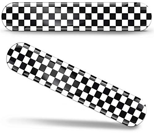 SkinoEu® 2 x 3D Gel Silicone Flexibles Autocollant Stickers pour Voiture Moto Fenêtre Porte Casque Scooter PC Drapeau à Damier Départ Arrivée Rallye Blanc Noir KS 99