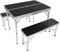 Milestone Camping 20189 Portable Camping Table and Bench with Parasol Hole/Outdoor Foldable Picnic Set/Carry Case Included