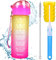 XACIOA Trinkflasche 600 ml mit strohhalm, Wasserflasche mit Zeitmarkierungen, Auslaufsichere Wasserflasche, für Fitness und Outdoor-Enthusiasten, BPA-frei, mit Strohhalmbürste