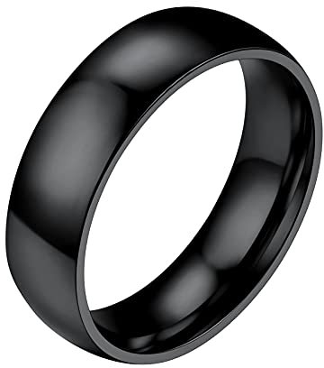 PROSTEEL Herren Trauring hochglanzpoliert Bandring Größe 59 Simpel schwarz 6mm breit Band Ring Partnerring für Männer Modeschmuck Accessoire für Weihnachten