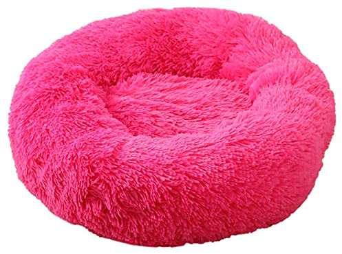 Cozomiz Donut Rundes Plüsch Hundebett Flauschig Waschbar Hundebett für Hunde Katzen Antistress Wolke Plüsch Hundebetten Hundekissen Hundesofa Katzenbett Pink 80cm
