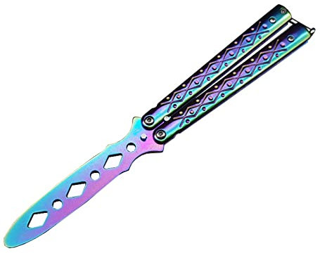 Lerkely üBungs-Schmetterlingsmesser,Butterfly Trainer,UngeschäRfte Klinge Aus Edelstahl 100% Sicheres Schmetterlingsmesser FüR Das Training Von Balisong-Trainingsmesser AnfäNger
