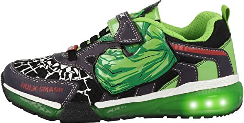 Geox J BAYONYC Boy Sneaker, Black/Green, 31 EU