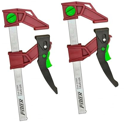 1 paire de serre-joints à levier Piher Light Pal - Force de serrage 120 kg - Portée 8 cm (16 cm)