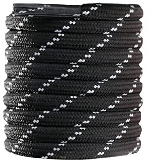 CCSOFTIME Lacci Scarponi Montagna,4mm Lacci per Scarponi da Lavoro/Trekking/Passeggio,Stringhe per Scarpe da Antinfortunistiche,Resistent Lacci per Stivali -Neri Bianchi-110cm