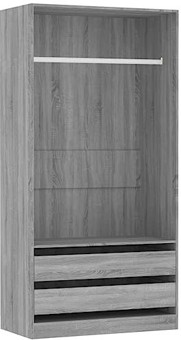 vidaXL Garde-Robe Armoire Organisateur de Maison Meuble de Rangement Chambre à Coucher Intérieur Sonoma Gris 100x50x200 cm Bois d'Ingénierie