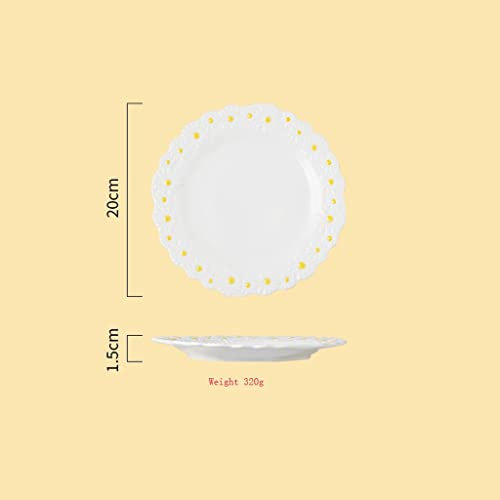 UNNS Teller Gänseblümchen-Dinner-Platten-Salat-Dinner-Platten Familienküche Geschirr Speisesaal Zubehör Dessertteller (Color : 8-inch Platter)