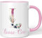 JUNIWORDS Tasse, Luana-Coco, Name Anfangsbuchstabe Initial Alphabet Floral Buchstabe L Monogramm Motiv, Rosa (5523208)