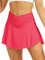 HAWILAND Tennisrock Damen - Hosenrock Crossover Waist V-Bund Tennis Skort mit Taschen Golfrock für Radfahren Wandern Laufen #1 Wassermelone Rot S