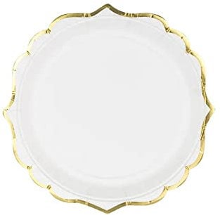 18 PIATTI DI CARTA per feste e cerimonie di ogni genere 18 piattini stoviglie monouso per compleanni ricorrenze ed eventi (Bianco Bordo Oro)