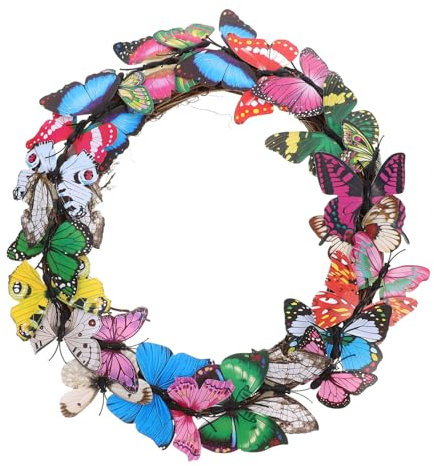 FOMIYES Schmetterlingskranz Schmetterling Türkranz Schmetterlinge Haustür Kranz Frühlingskränze Schmetterling Wanddekoration Blumenkranz Für Die Wand Osterdeko Kunststoff Draussen Mexiko