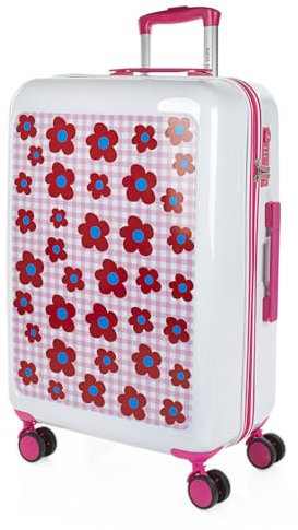 Agatha Ruiz de la Prada - Koffer Mittelgroß - Polycarbonat hochwertiger und Stabiler reisekoffer mit Rollen - Koffer Mittelgroß 4 Rollen Leicht mit Kombinationsschloss. Koffer Blumen