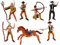 OPO 10 - Lot von 7 verschiedenen Figuren: Cowboys + Indianer + Pferd/American Farwest / LFA06