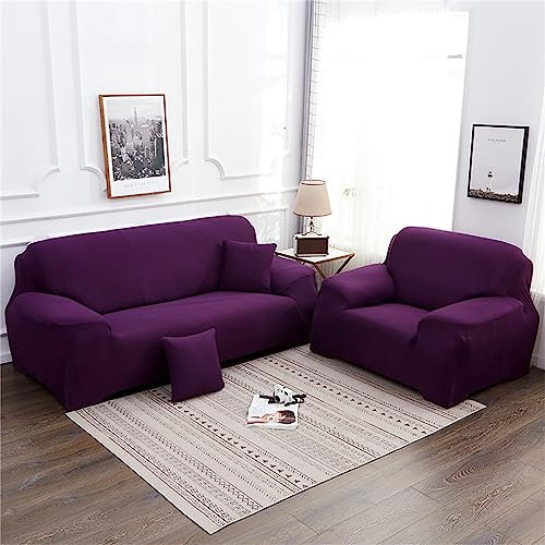 Hearda Sofabezug Stretch 1 2 3 4 Sitzer, Elastische Antirutsch Couchbezug Waschbar Universal Weich Sofaüberwurf für Sofaüberwurf (2 Plätze,violett)