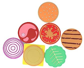 Leadigol Burger-Untersetzer-Set, 8 Stück, Kaffeetassenmatten, kreatives Tassen-Pad-Set, rutschfeste Tischmatte, Isolierung, Platzdeckchen, Tischdekoration