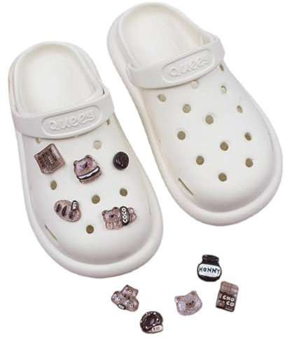 Traziewell Bear Shoe Charms for Women Clog Accessories Brown Different Shape of Acrylic Cartoon Shoe Charms for Sandals Bracelet Wristband Accessories Birthday Party Present 01713