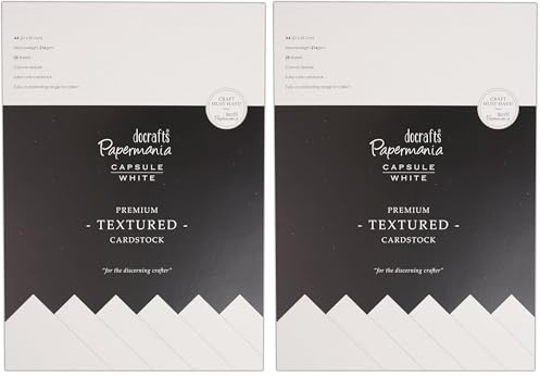Papermania 29.7 x 21 cm 20-Piece A4 Capsule Textured Premium Cardstock, White (Pack of 2)