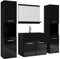 Meuble de Salle de Bain Montreal XL 60 cm lavabo Noir Brillant, lavabo Noir - Armoire de Rangement Meuble lavabo evier Meubles