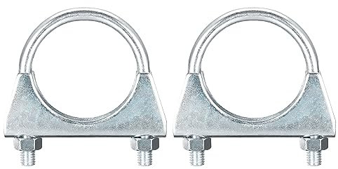 QUARKZMAN Silenciador U-Perno Abrazaderas para 50mm(2) Diámetro Escape Cola Tubo, 2uds Escape U Abrazadera Sillín Tipo U-Perno Abrazaderas
