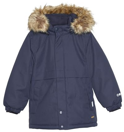 MINYMO Jungen Kinder Winterjacke Wärmende Jacke mit Fellkapuze atmungsaktiv winddicht wasserdicht 162142, Größe:134, Farbe:Parisian Night (7021)