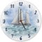Segelschiff Wasserfarbenoptik Wanduhr Schöne Uhr mit gemaltem Segelboot als Dekoration für das Boot oder Geschenkidee für Segler mit maritimem Motiv