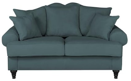 Furn.Design Sofa in blaugrün Landhaus Couch 2-Sitzer Wohnzimmergarnitur 170 cm Adelina (Blaugrün)