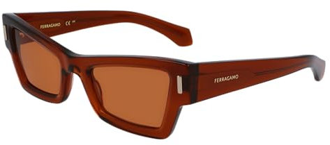 Salvatore Ferragamo Unisex SF2006S Sunglasses, 232 Transparent Brown, 53
