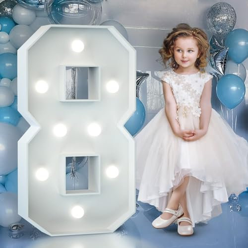 Gigantische Leuchtende Zahlen Deko Geburtstag, Hochzeitstag, 8.Geburtstagsfeier, Leuchtende Zahlen LED, Hochzeit Deko Geburtstag Verlobungsdekoration, Partyzubehör, Zahl 8