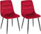 CLP 2er Set Esszimmerstuhl Tilde, Küchenstühle gepolstert mit gestepptem Bezug, Polsterstühle mit Metallgestell, bis 150 kg belastbar, Farbe:rot, Material:Samt